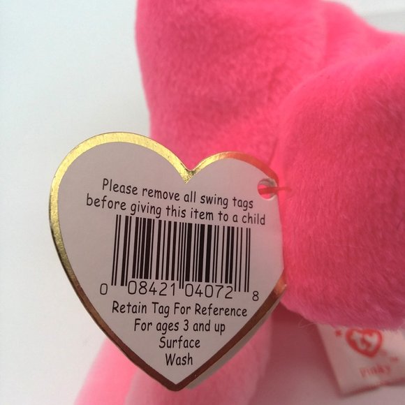 TY Beanie Baby  PINKY The Flamingo Hang Tush Tag Bean Bag Plush Retired 1995 - Picture 9 of 14